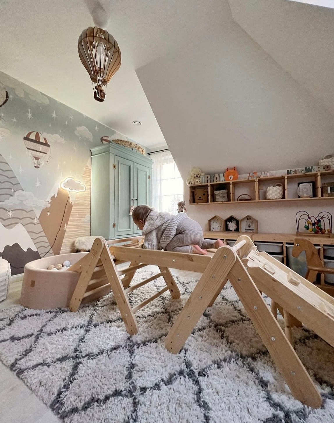 Set Triangle de Pikler en bois, avec option rampe