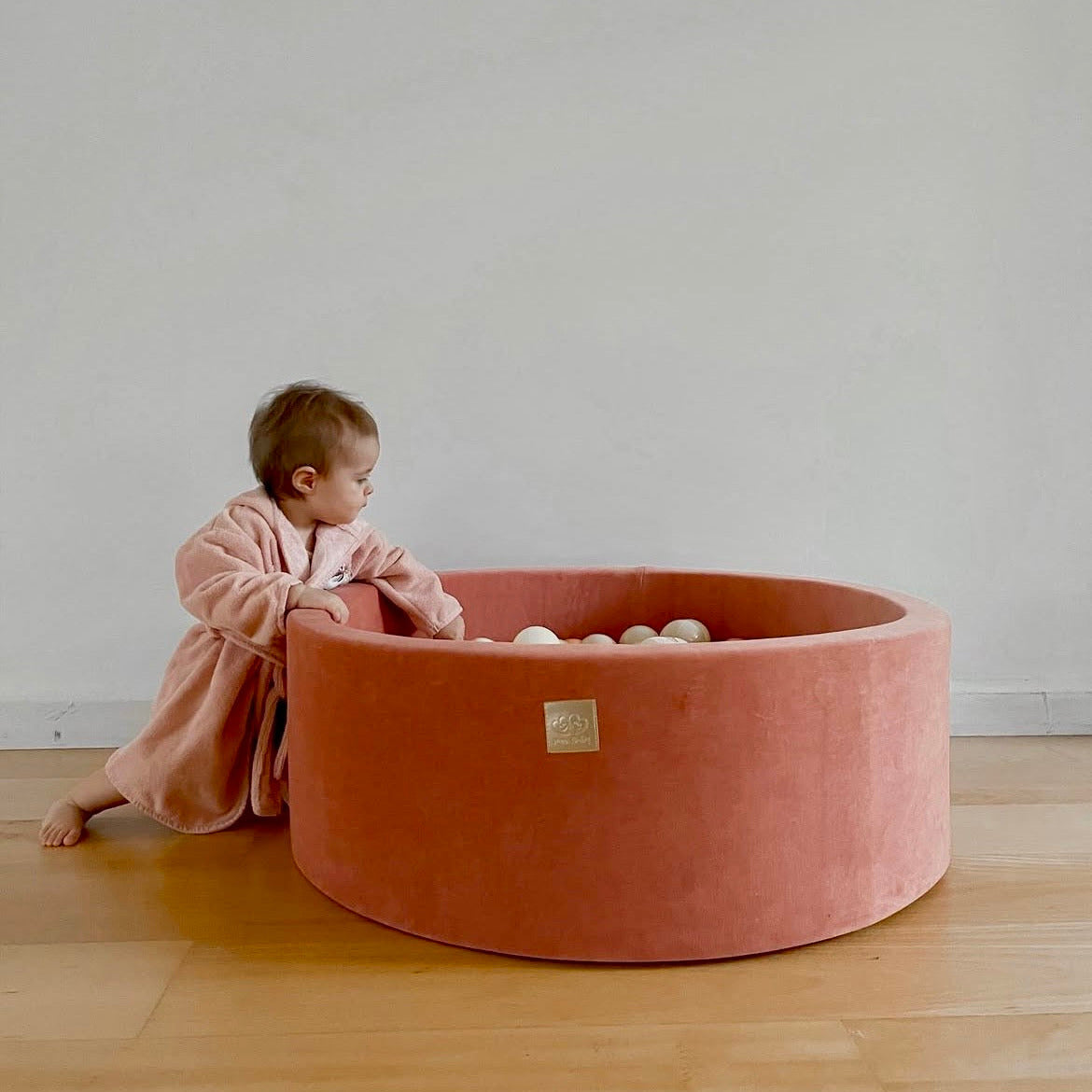 Piscine à balles ronde 90x30 cm en velours, 200 balles - Marsala | Balles au choix