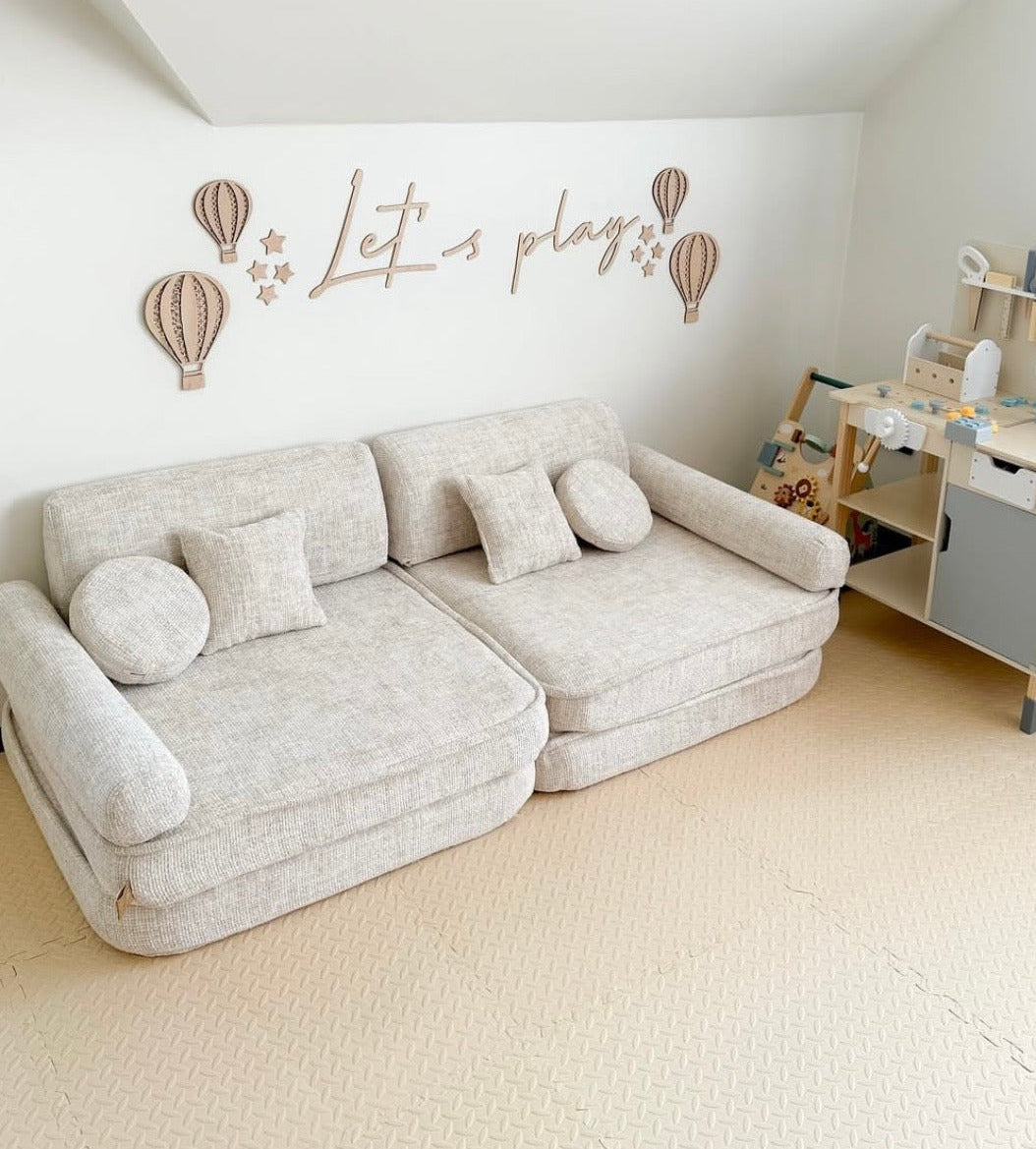 Canapé de jeu modulable Premium 160cm en tweed Tangle | 10 Pièces