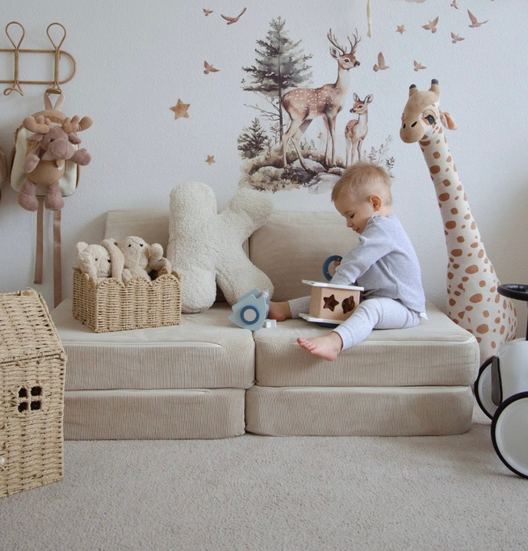 Canapé de jeu modulable Pocket 120cm en velours Corduroy à fines côtes Slimcord | 4 Pièces