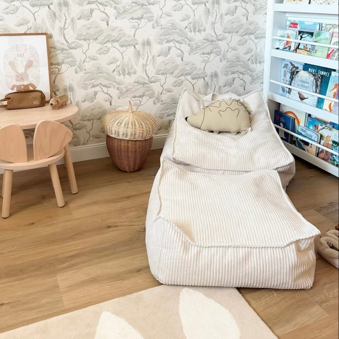 Pouf carré en velours Corduroy à larges côtes Aesthetic