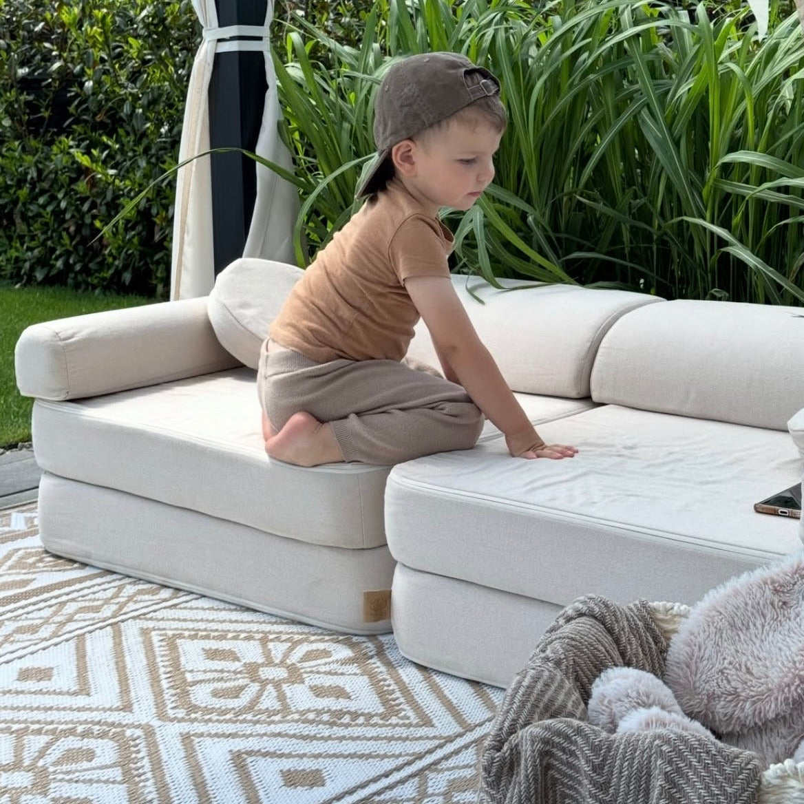 Canapé de jeu modulable Premium 160cm en toile déperlante et résistante aux UV Outzy | 8 Pièces