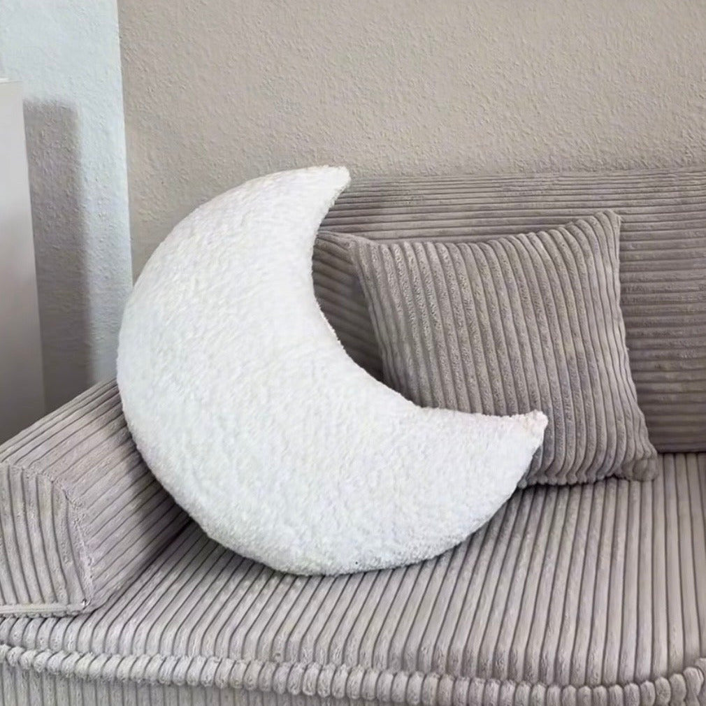 Grand coussin Lune en tissu texturé bouclé