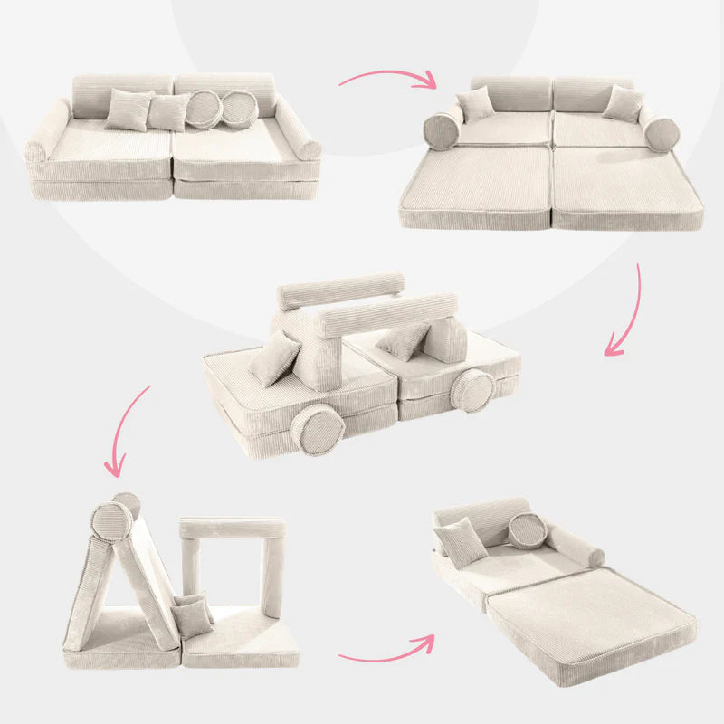 Canapé de jeu modulable Premium 160cm en velours Corduroy à larges côtes Aesthetic | 10 Pièces