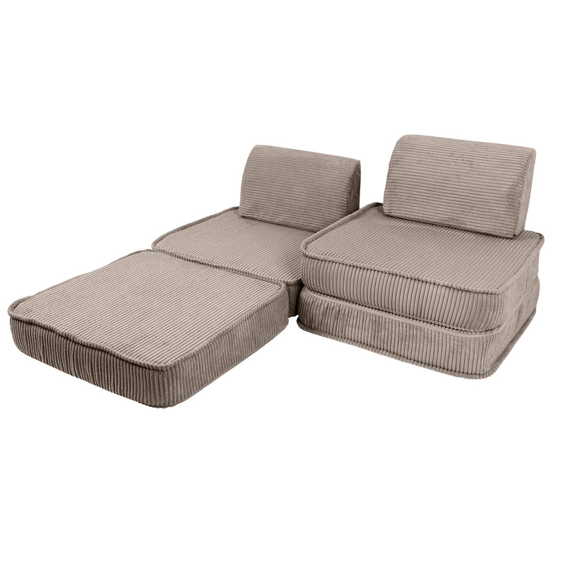 Canapé de jeu modulable Pocket 120cm en velours Corduroy à larges côtes Aesthetic | 4 Pièces