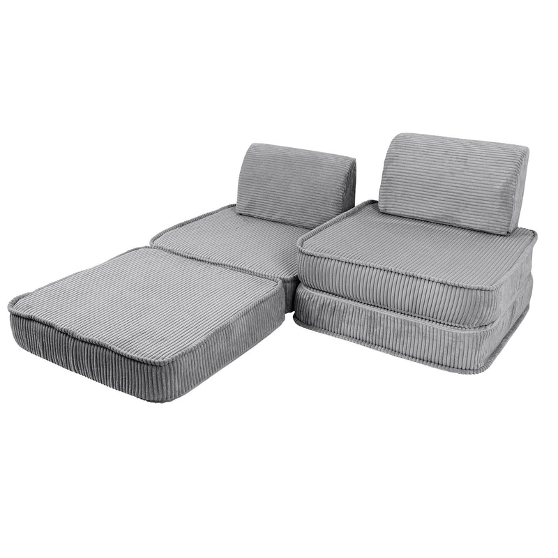 Canapé de jeu modulable Pocket 120cm en velours Corduroy à larges côtes Aesthetic | 4 Pièces