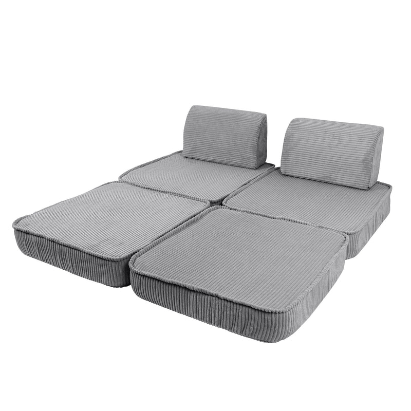 Canapé de jeu modulable Pocket 120cm en velours Corduroy à larges côtes Aesthetic | 4 Pièces