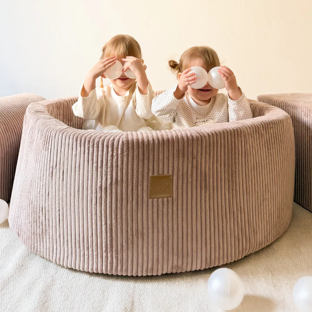 Piscine à balles Aesthetic ronde 90x30 cm en velours Corduroy à larges côtes Aesthetic, 200 balles - Rose | Balles au choix