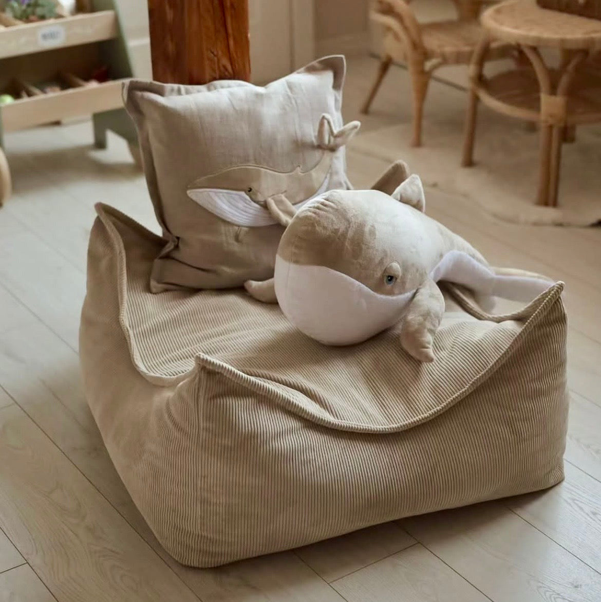 Coussin de sol carré en velours Corduroy à fines côtes Slimcord