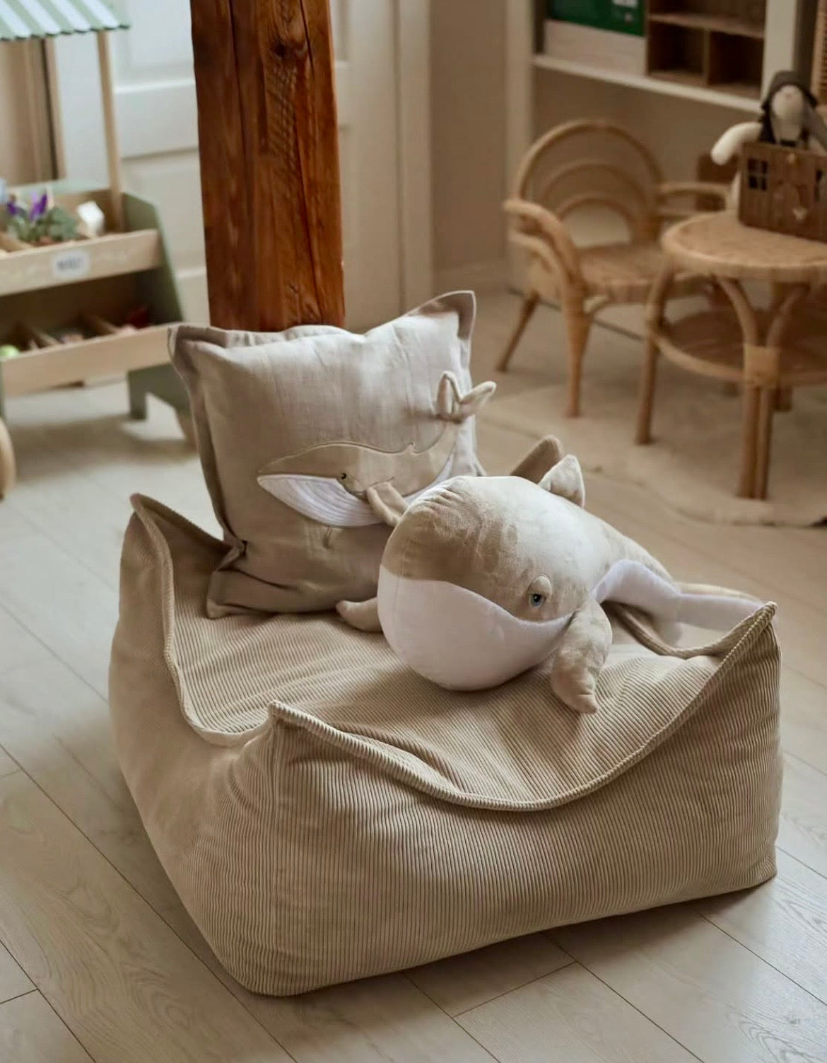 Coussin de sol carré en velours Corduroy à fines côtes Slimcord