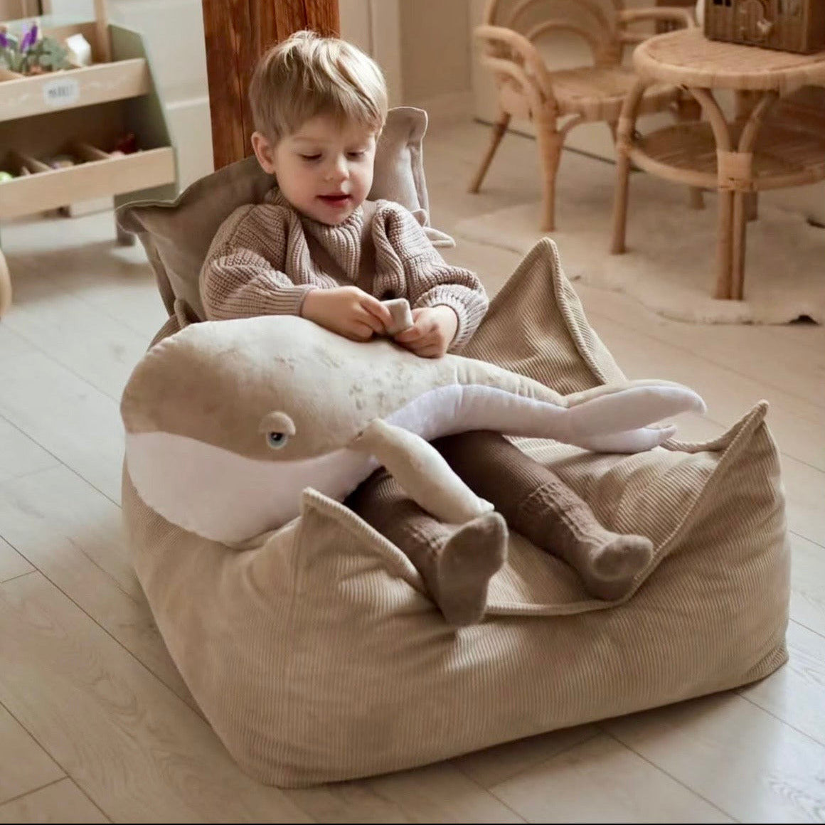 Coussin de sol carré en velours Corduroy à fines côtes Slimcord