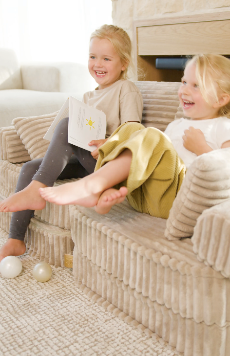 Canapé de jeu modulable Pocket 120cm en velours côtelé Churros | 4 Pièces