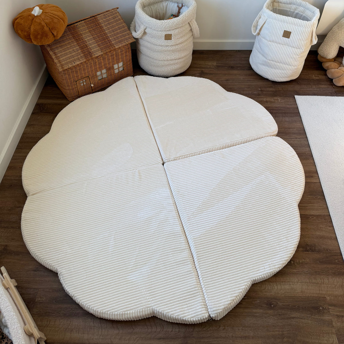 Tapis de jeu et d'éveil épais en velours Corduroy à larges côtes Aesthetic | Nuage