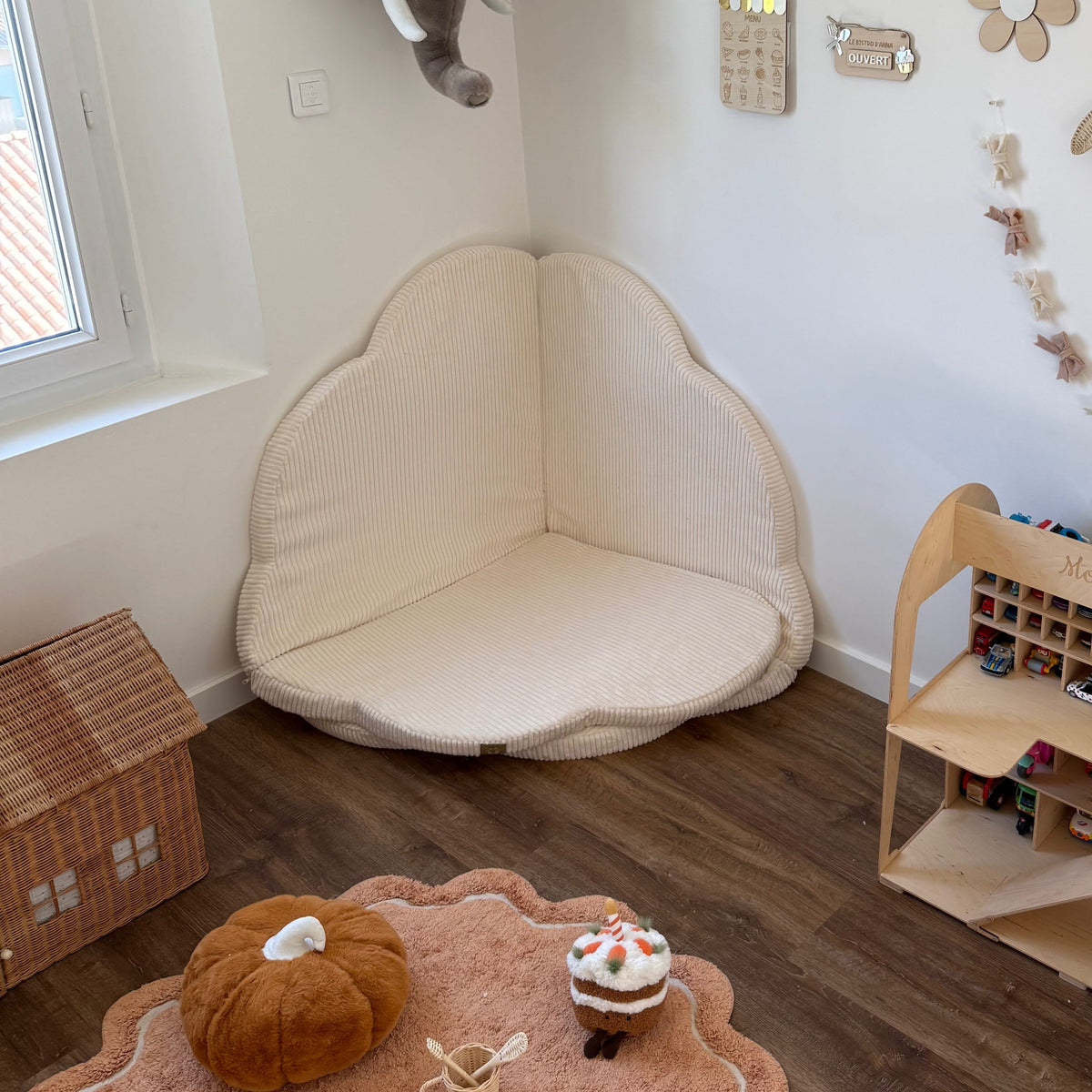 Tapis de jeu et d'éveil épais en velours Corduroy à larges côtes Aesthetic | Nuage