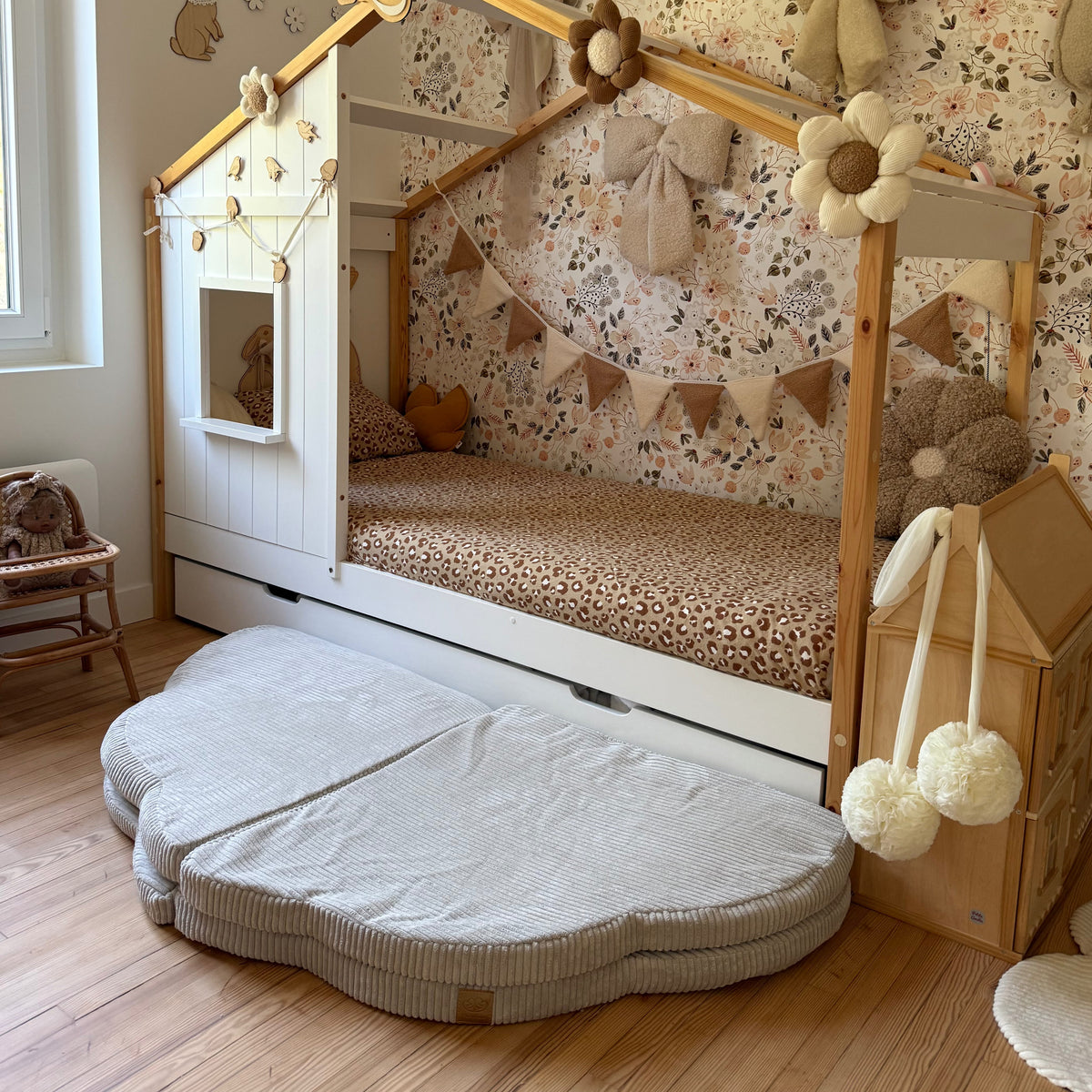 Tapis de jeu et d'éveil épais en velours Corduroy à larges côtes Aesthetic | Nuage