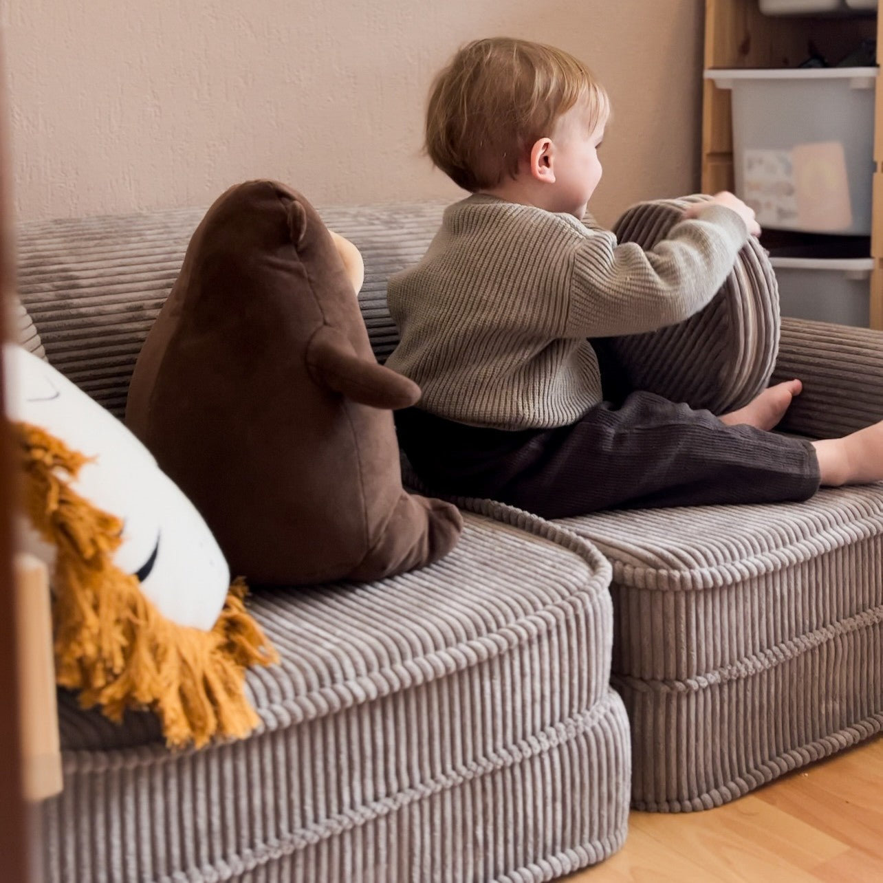 Canapé de jeu modulable Pocket 120cm en velours Corduroy à larges côtes Aesthetic | 10 Pièces
