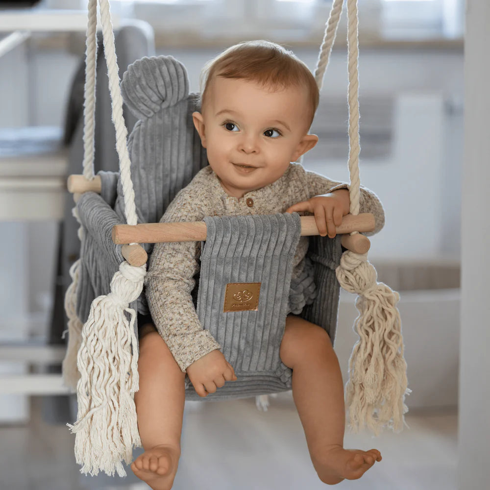 Balançoire d'intérieur pour bébé, en velours Corduroy à larges côtes Aesthetic - Ours