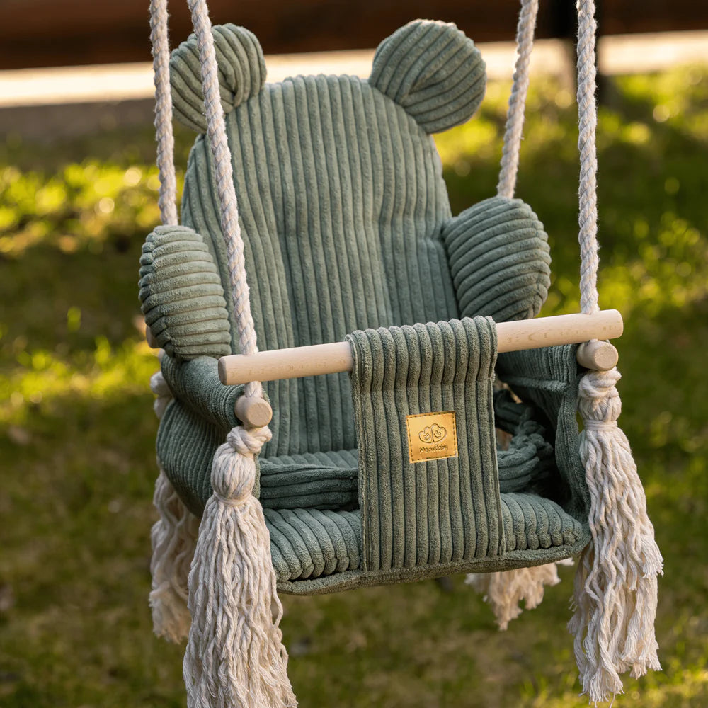 Balançoire d'intérieur pour bébé, en velours Corduroy à larges côtes Aesthetic - Ours