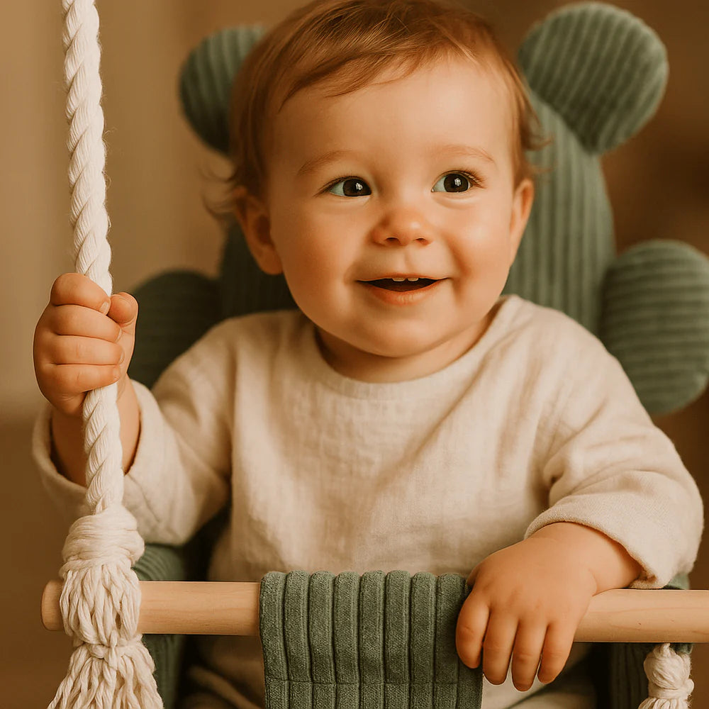 Balançoire d'intérieur pour bébé, en velours Corduroy à larges côtes Aesthetic - Ours