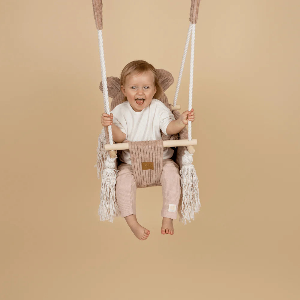 Balançoire d'intérieur pour bébé, en velours Corduroy à larges côtes Aesthetic - Ours