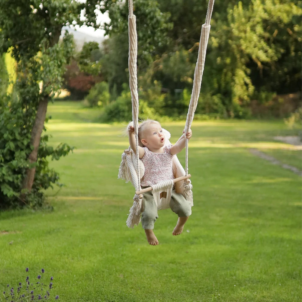 Balançoire d'intérieur pour bébé, en velours Corduroy à larges côtes Aesthetic - Ours