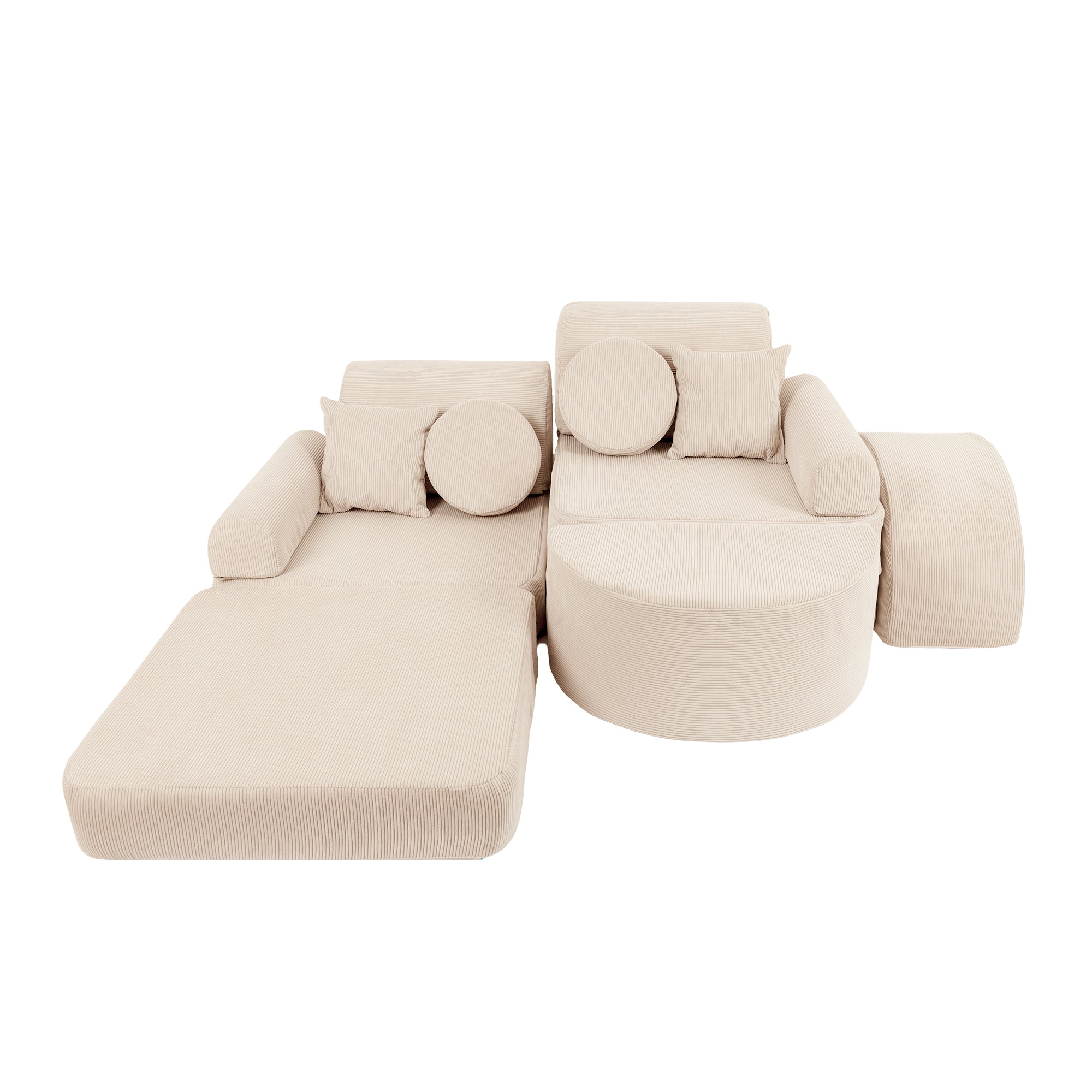 Canapé de jeu modulable Pocket 120cm en velours Corduroy à fines côtes Slimcord | 12 Pièces