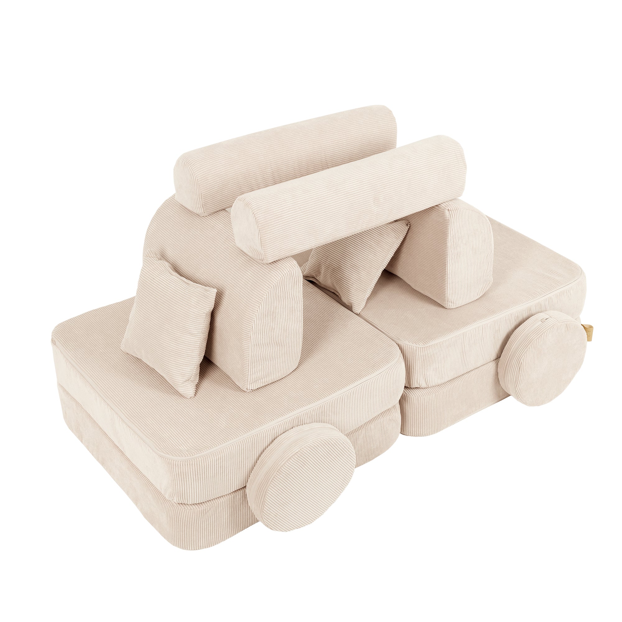 Canapé de jeu modulable Pocket 120cm en velours Corduroy à fines côtes Slimcord | 10 Pièces