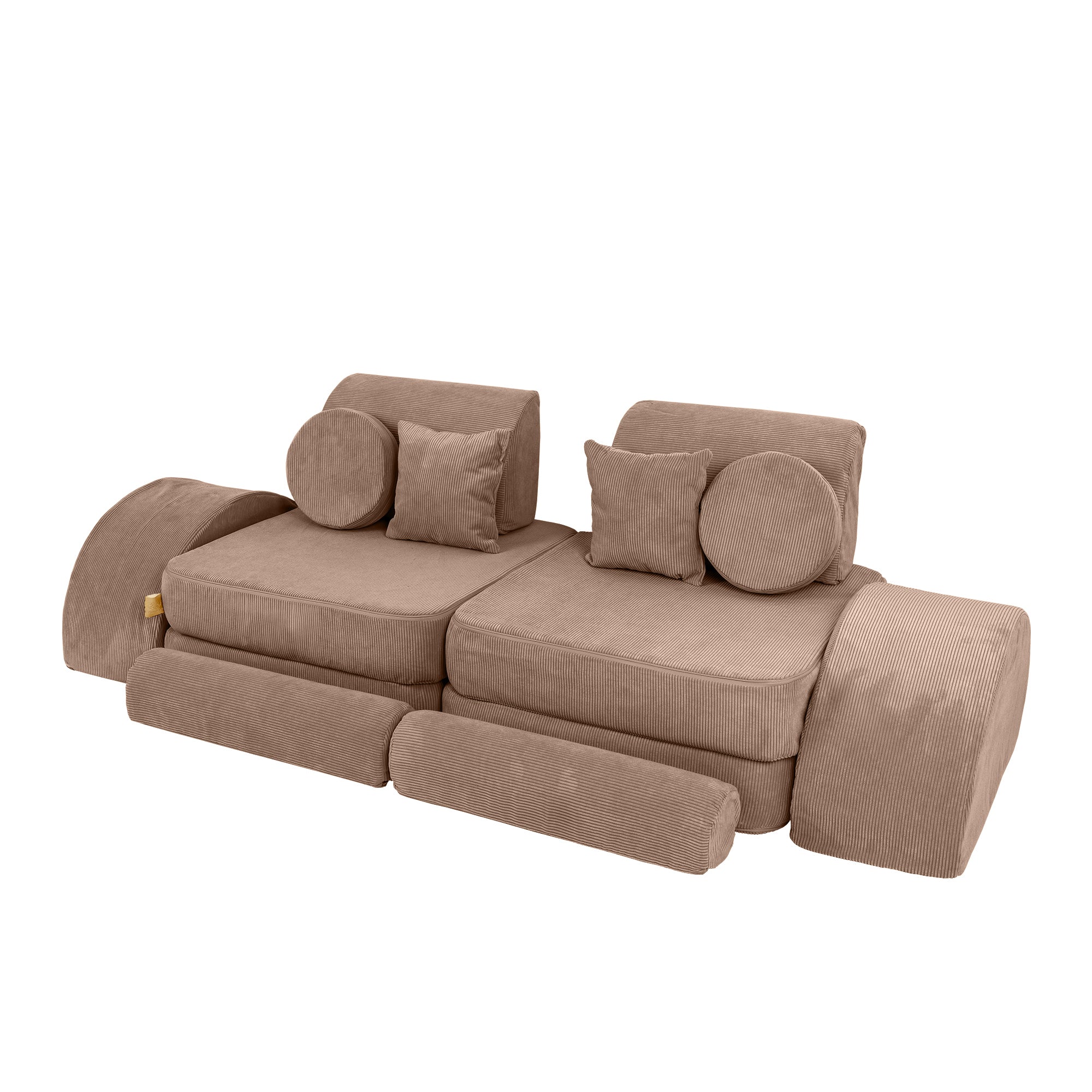 Canapé de jeu modulable Pocket 120cm en velours Corduroy à fines côtes Slimcord | 12 Pièces