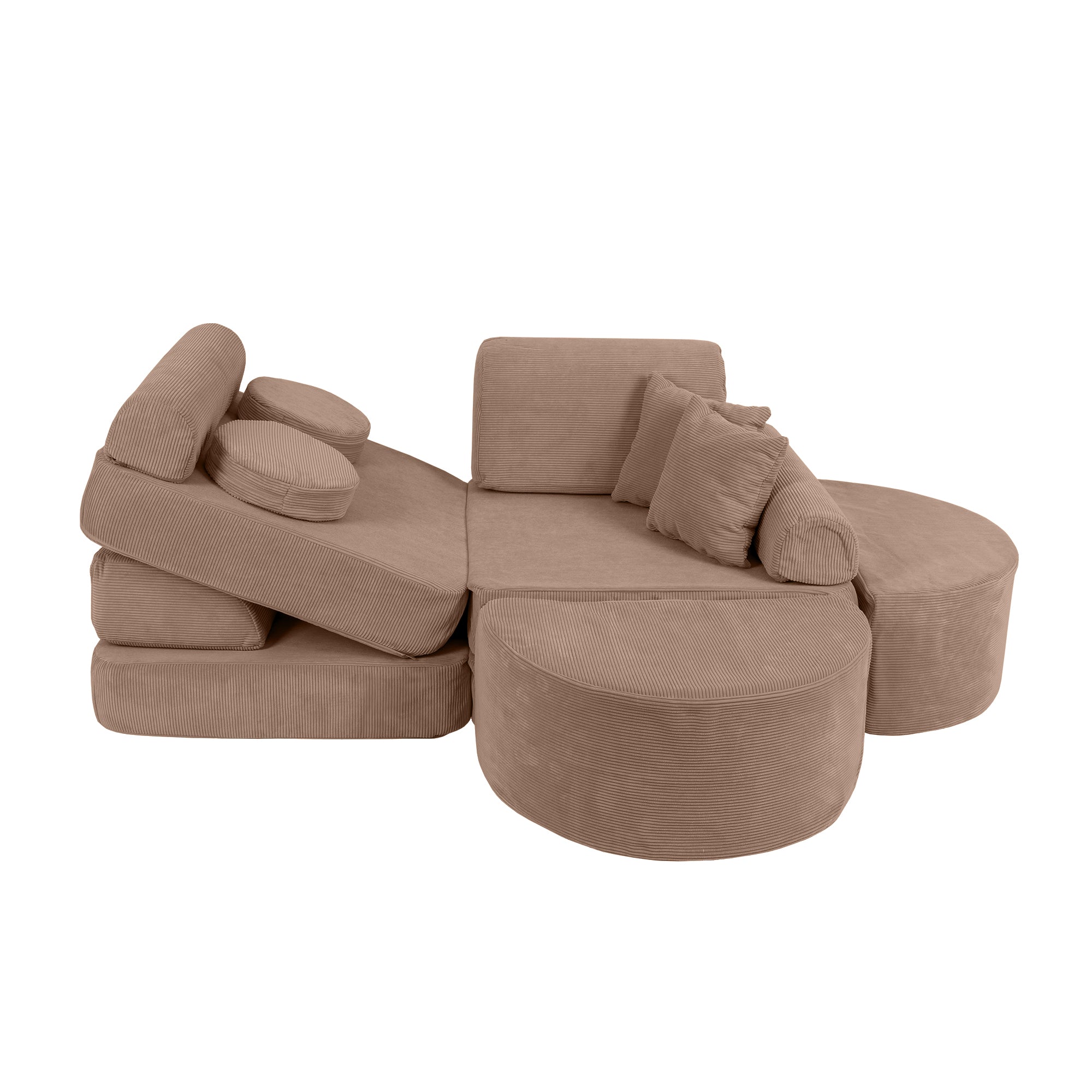 Canapé de jeu modulable Pocket 120cm en velours Corduroy à fines côtes Slimcord | 12 Pièces