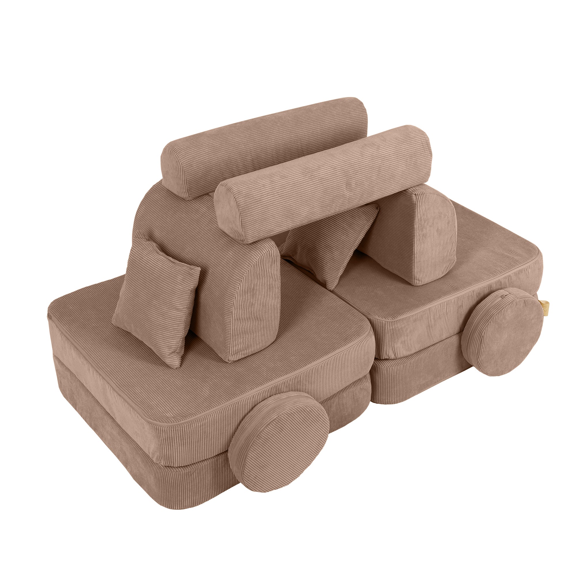 Canapé de jeu modulable Pocket 120cm en velours Corduroy à fines côtes Slimcord | 10 Pièces