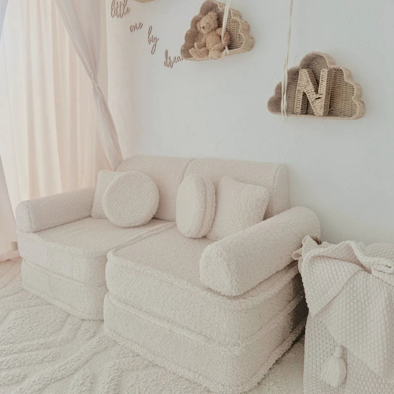 Canapé de jeu modulable Pocket 120cm en peluche Bearly | 10 Pièces