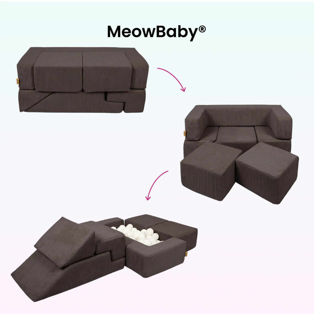 Canapé de jeu modulable Brick 100cm en velours Corduroy à larges côtes Aesthetic | 6 Pièces