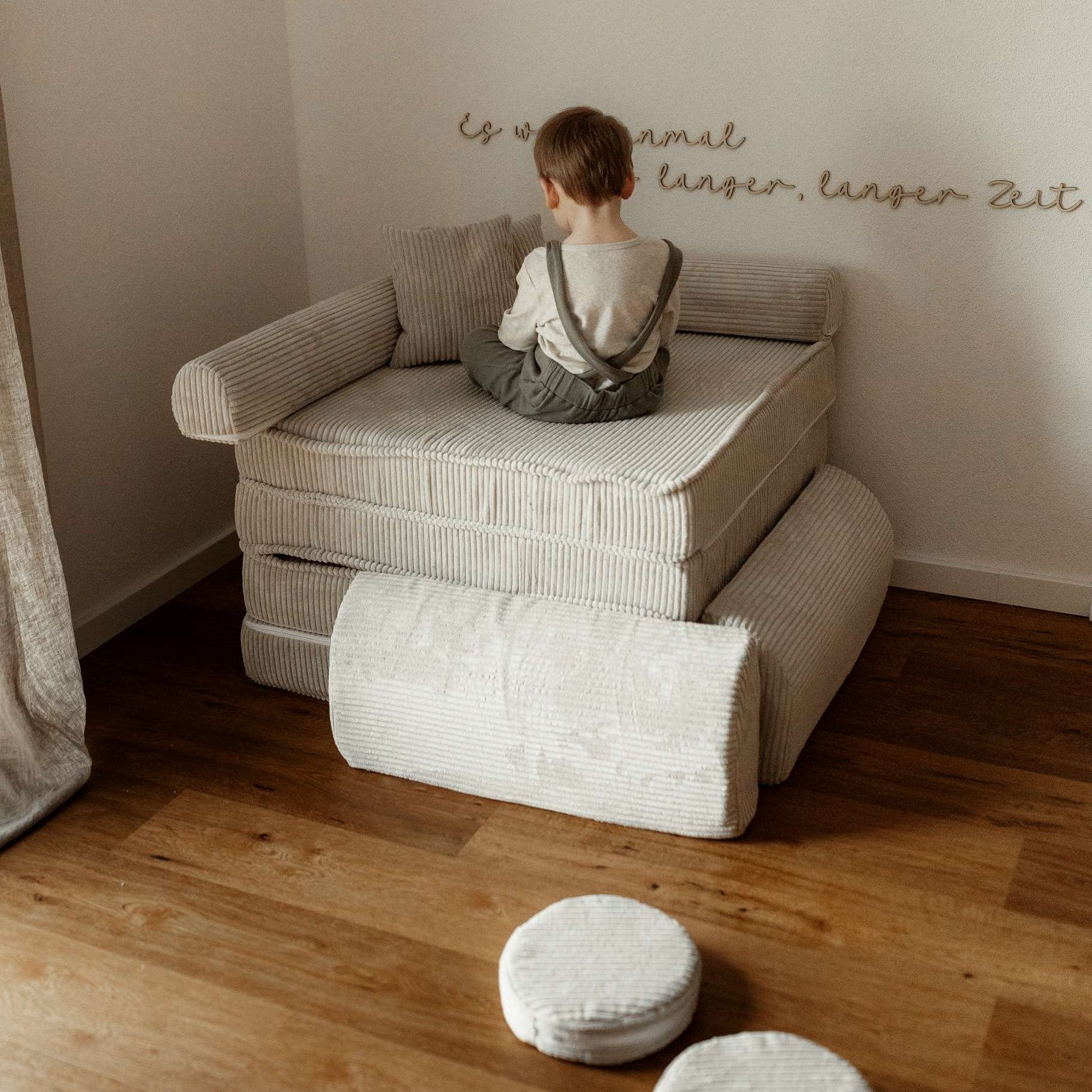 Canapé de jeu modulable Premium 160cm en velours Corduroy à larges côtes Aesthetic | 10 Pièces