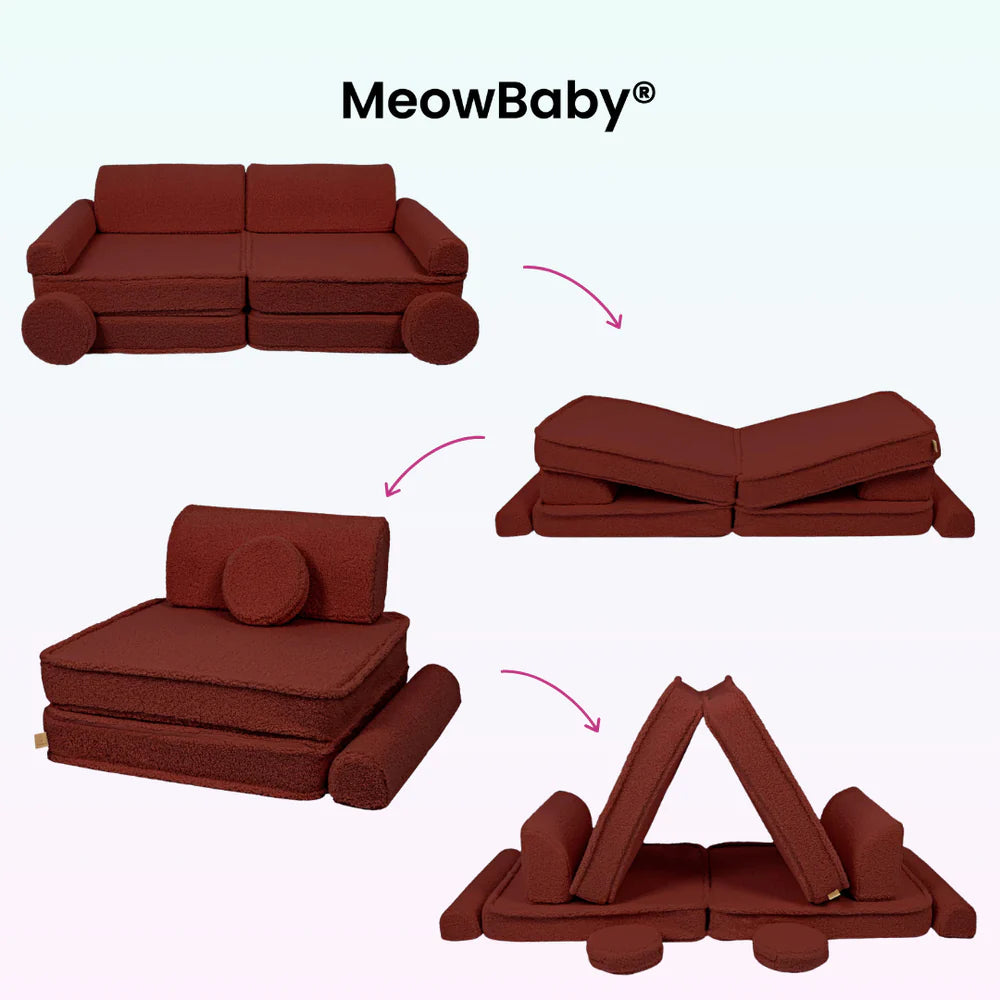 Canapé de jeu modulable Premium 160cm en peluche Bearly | 8 Pièces