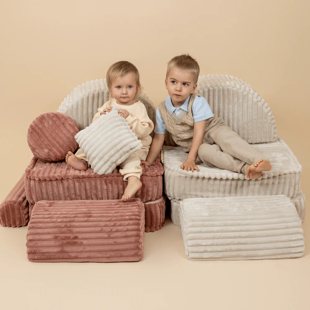 Canapé de jeu modulable Pocket 120cm en velours côtelé Churros | 10 Pièces