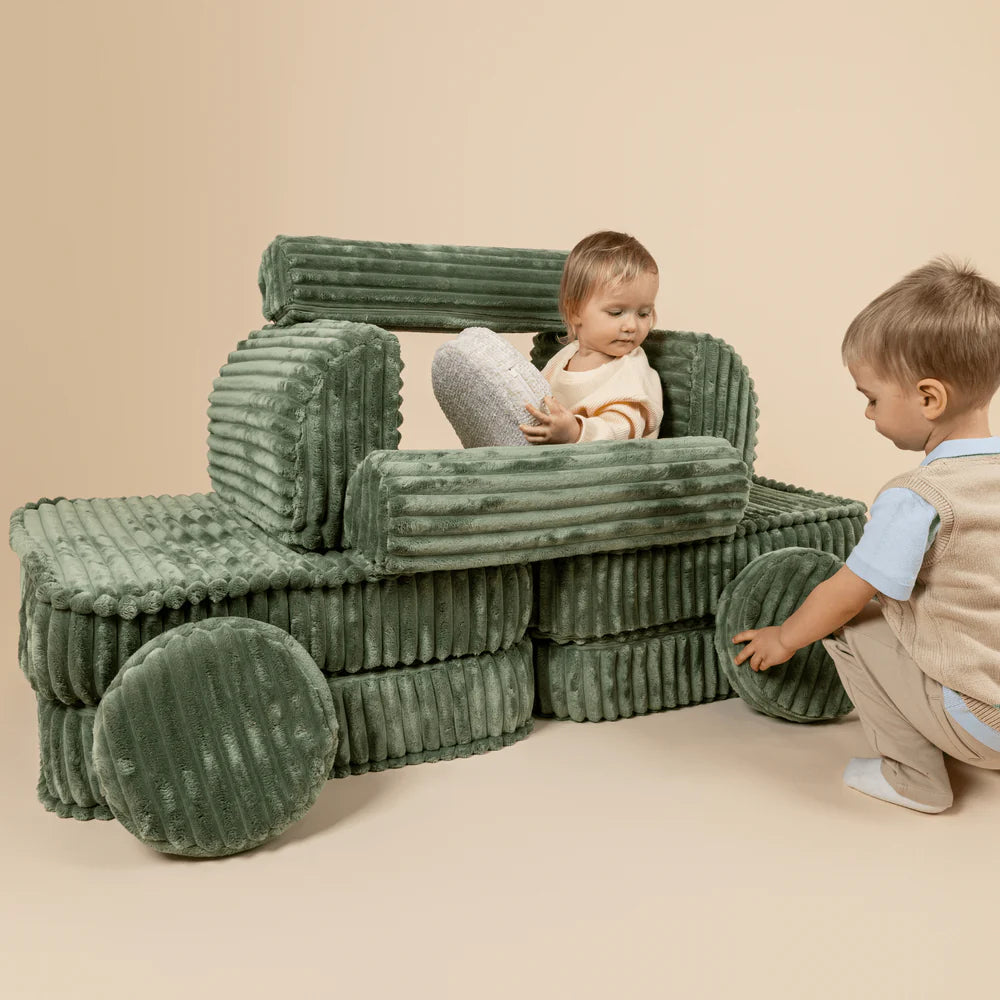 Canapé de jeu modulable Pocket 120cm en velours côtelé Churros | 10 Pièces