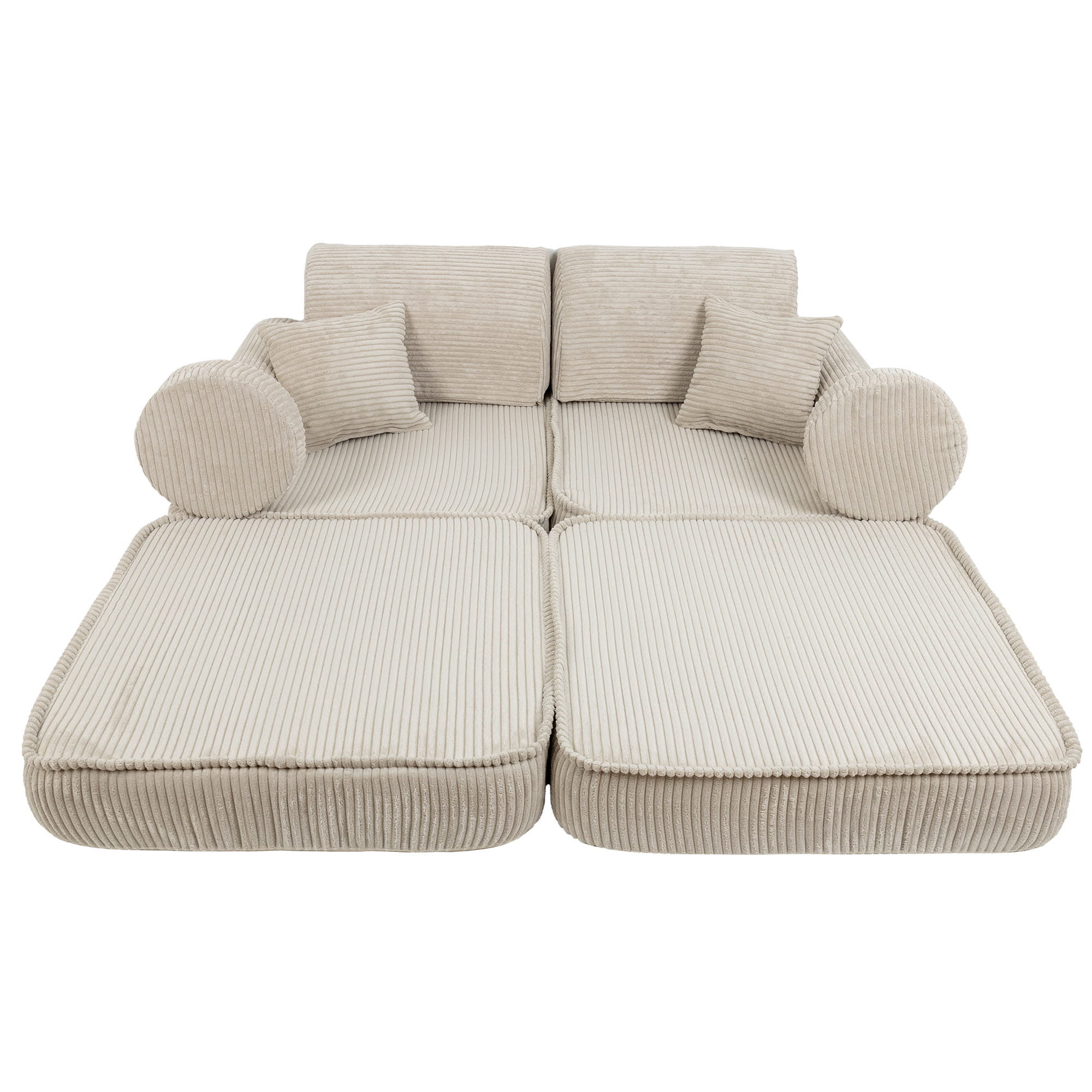 Canapé de jeu modulable Pocket 120cm en velours Corduroy à larges côtes Aesthetic | 10 Pièces