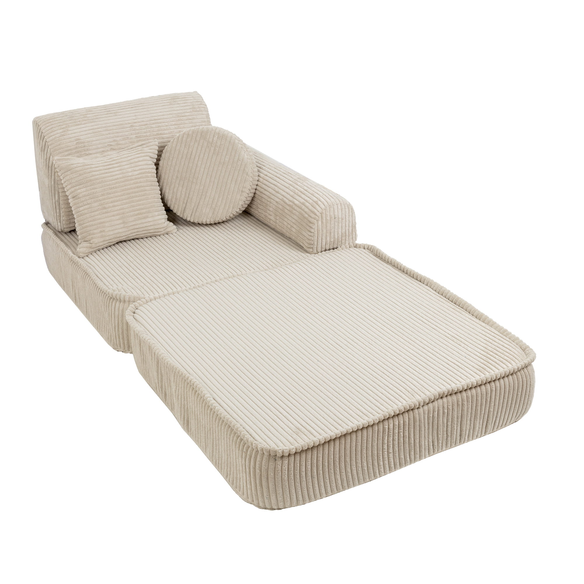 Canapé de jeu modulable Pocket 120cm en velours Corduroy à larges côtes Aesthetic | 10 Pièces