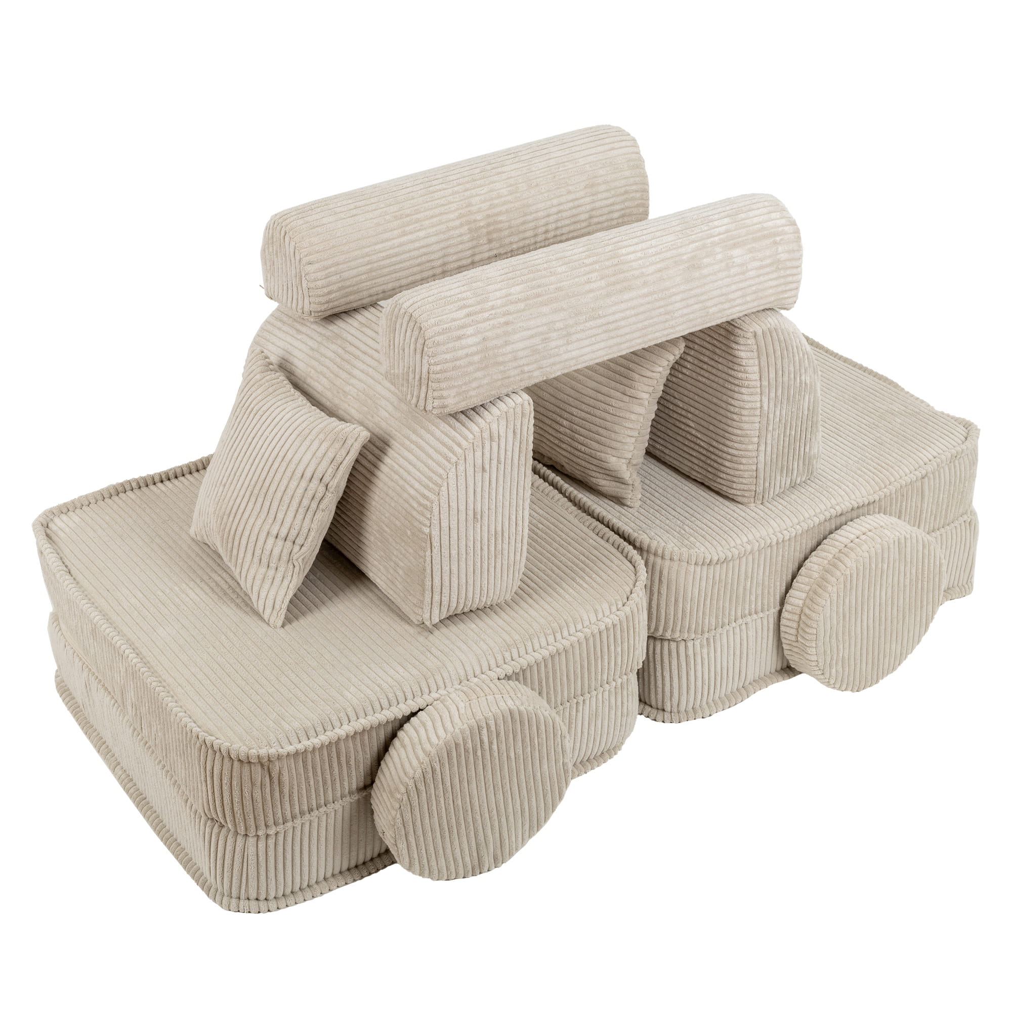 Canapé de jeu modulable Pocket 120cm en velours Corduroy à larges côtes Aesthetic | 10 Pièces