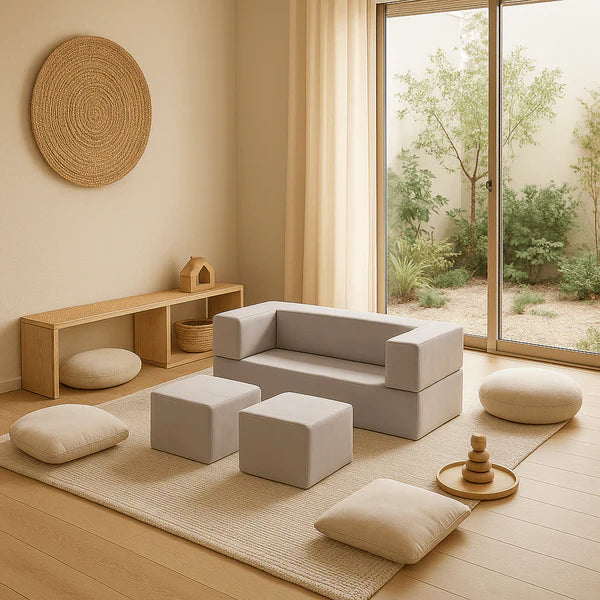 Canapé modulable Cube en velours | 4 Pièces