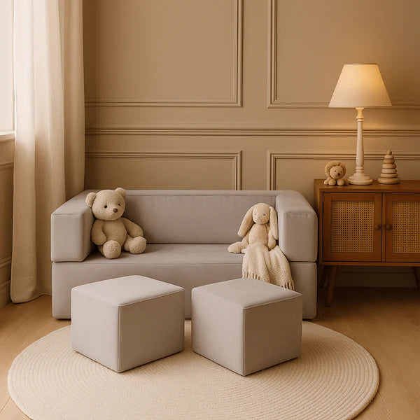 Canapé modulable Cube en velours | 4 Pièces