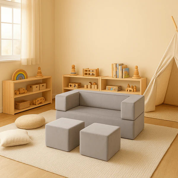 Canapé modulable Cube en velours | 4 Pièces