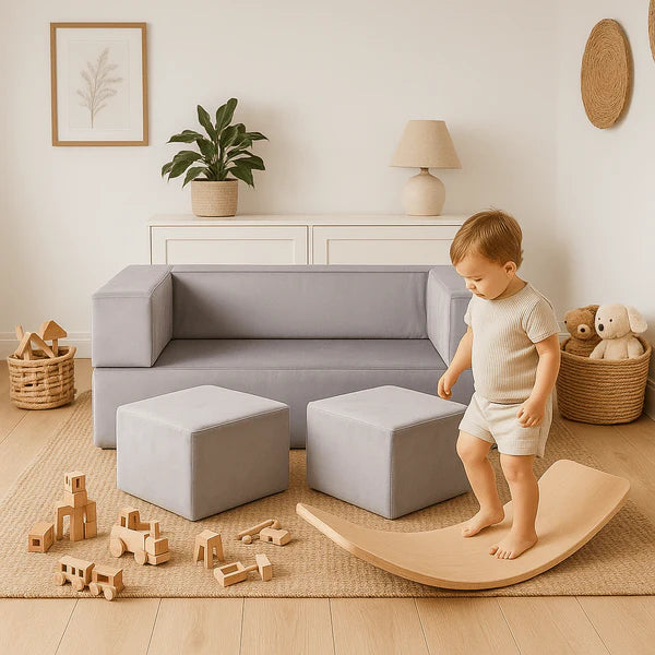 Canapé modulable Cube en velours | 4 Pièces