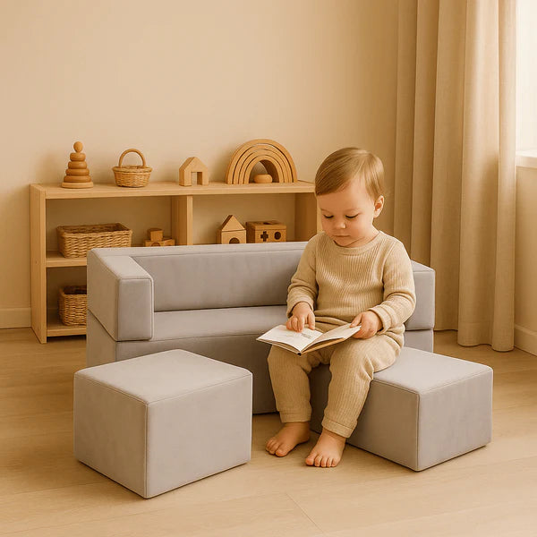 Canapé modulable Cube en velours | 4 Pièces
