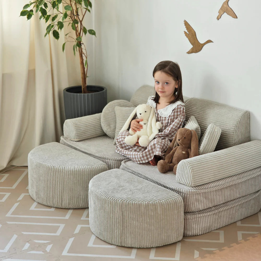 Canapé de jeu modulable Pocket 120cm en velours Corduroy à larges côtes Aesthetic | 12 Pièces