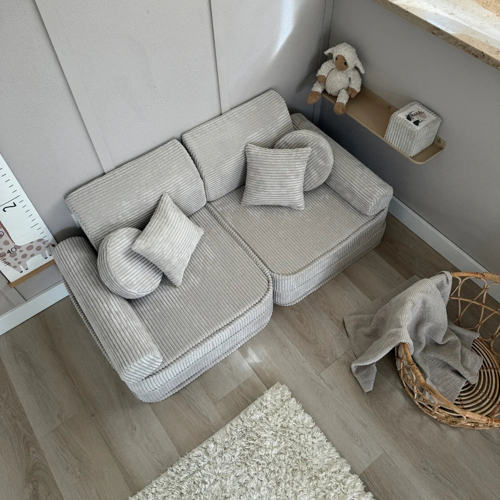 Canapé de jeu modulable Pocket 120cm en velours Corduroy à larges côtes Aesthetic | 10 Pièces