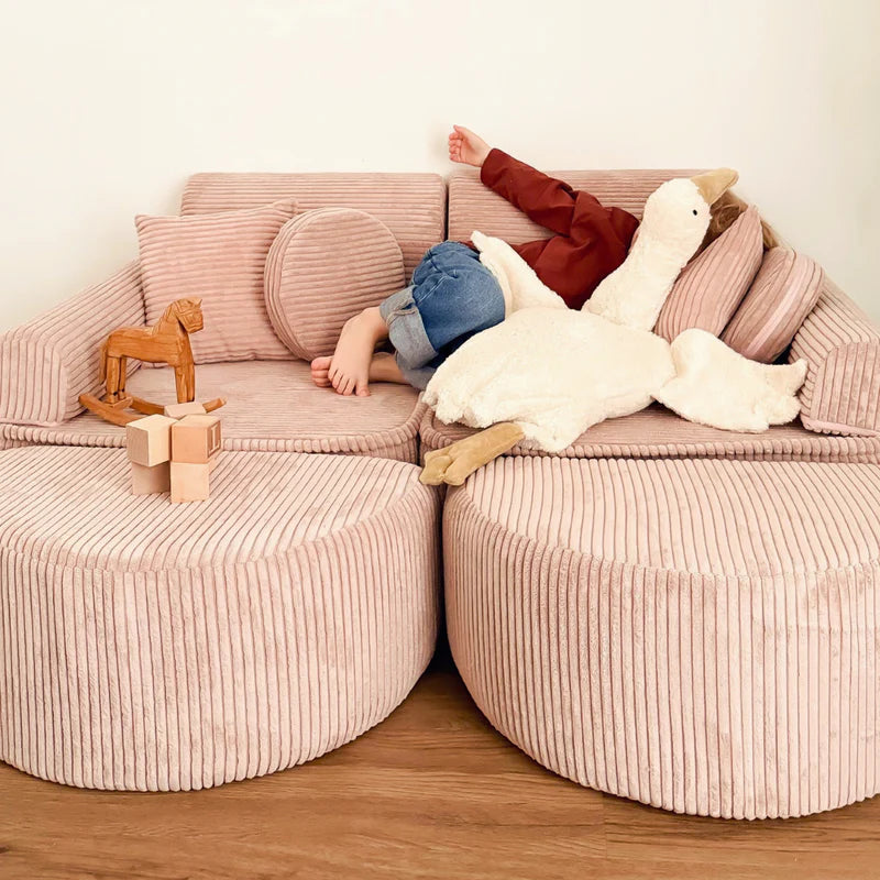 Canapé de jeu modulable Pocket 120cm en velours Corduroy à larges côtes Aesthetic | 12 Pièces