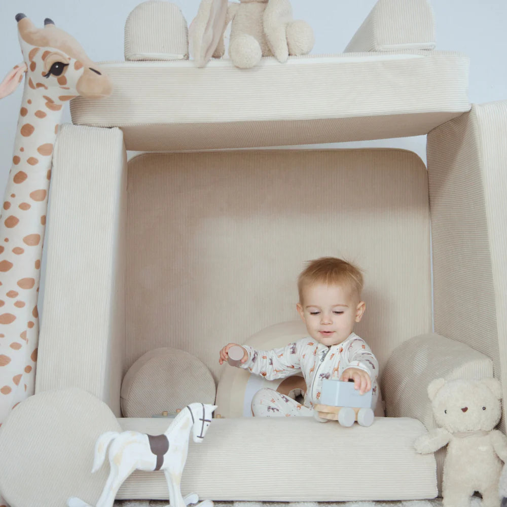 Canapé de jeu modulable Premium 160cm en velours Corduroy à fines côtes Slimcord | 8 Pièces