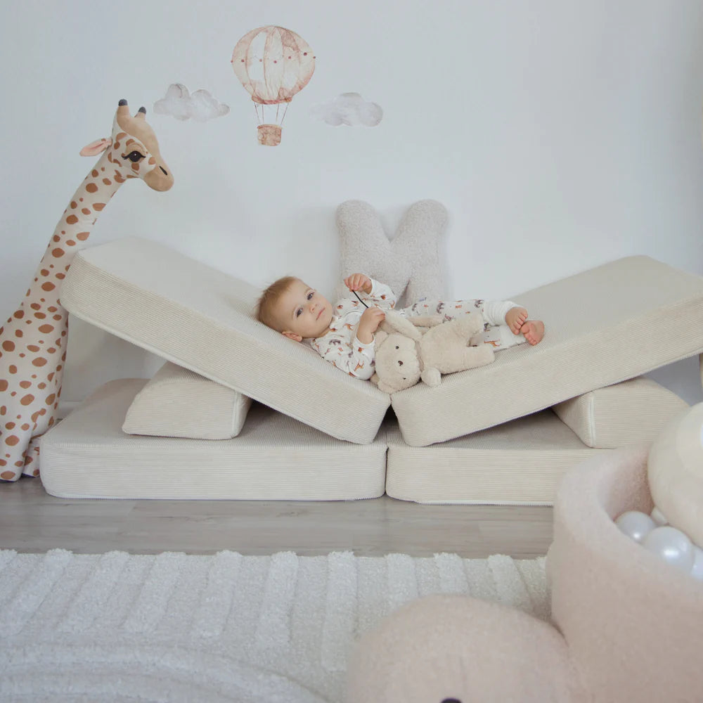 Canapé de jeu modulable Premium 160cm en velours Corduroy à fines côtes Slimcord | 8 Pièces