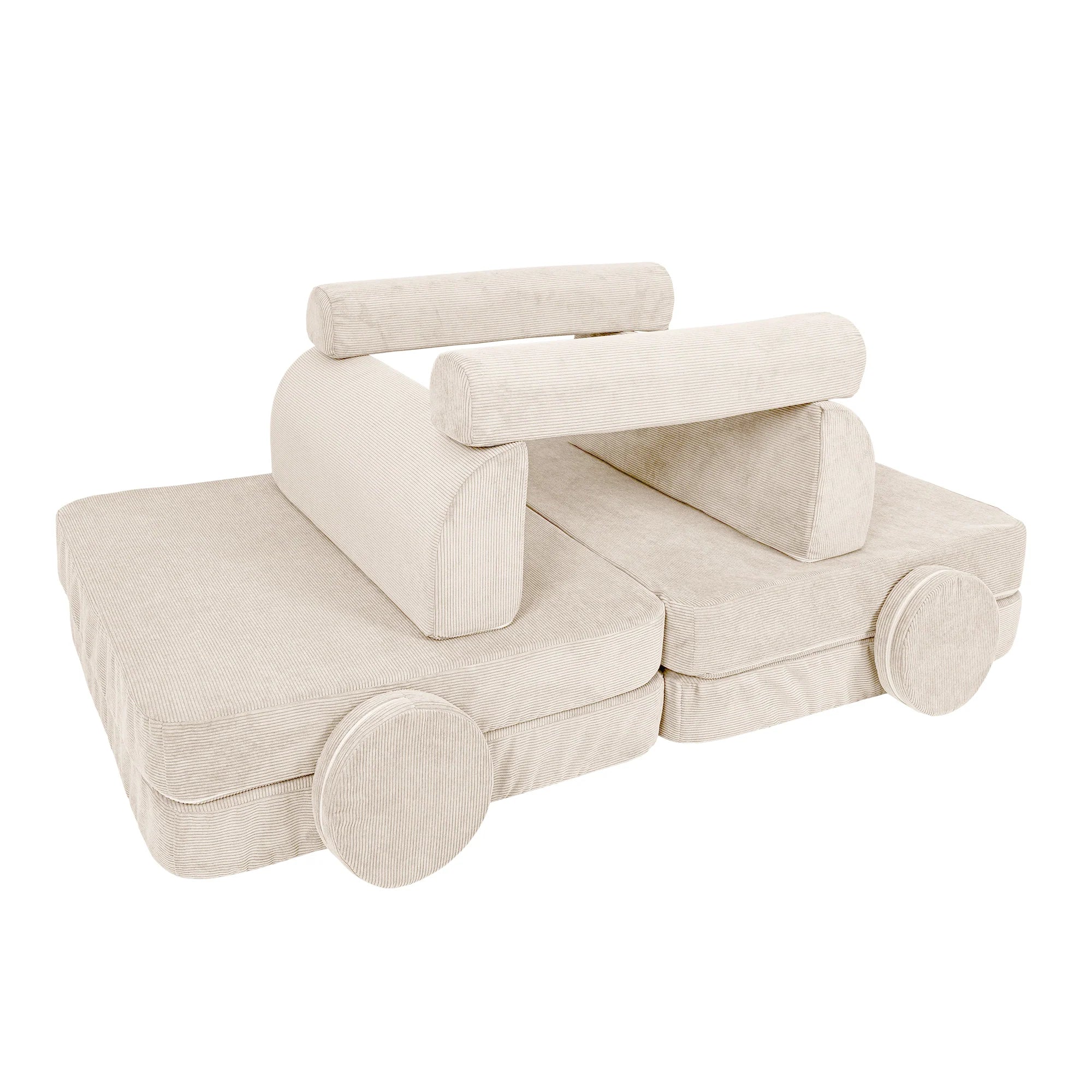 Canapé de jeu modulable Premium 160cm en velours Corduroy à fines côtes Slimcord | 8 Pièces